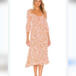 Faithfull the Brand Orange Puff Sleeve Sundress Size 2